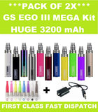 2x GS EGO III 3200mAh - Dual Pack Huge Battery **Mega Kit**