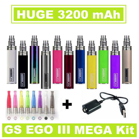 GS EGO III 3200mAh -Long USB Charger and H2S Atomizer **Mega Kit**