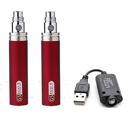 2200mah GS eGo II - Pack of Two Huge Capacity Battery With USB Charger - TPD Compliant.
