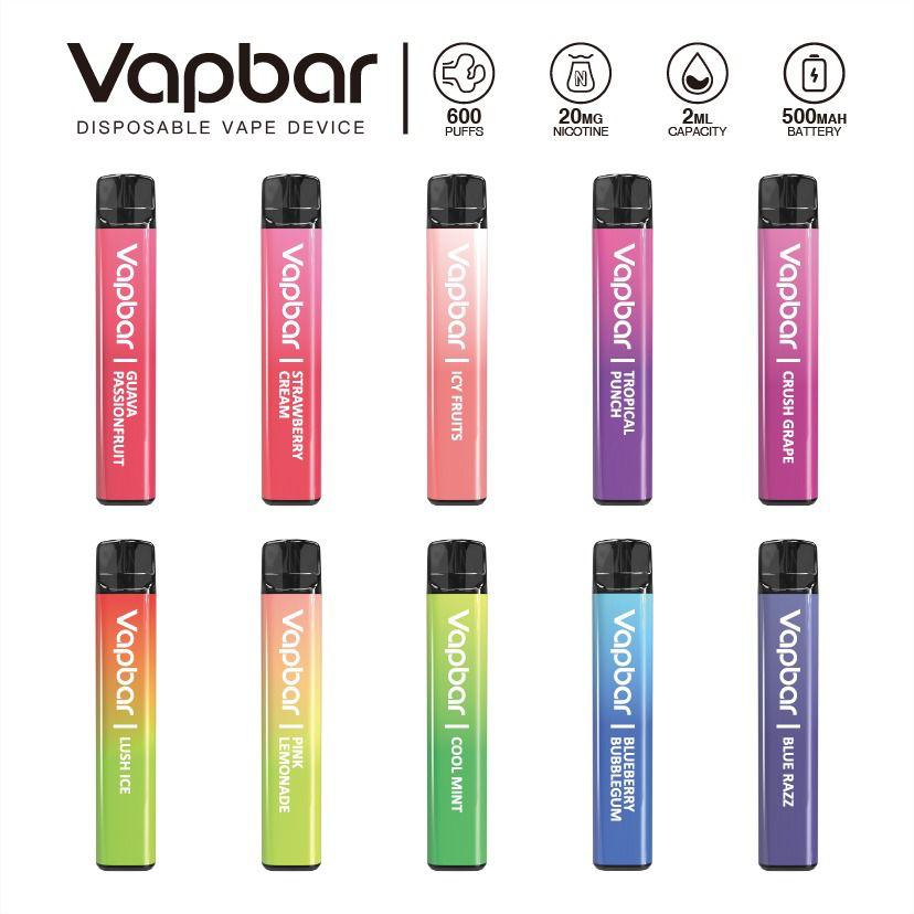 VapBAR 600Puffs Disposable Vape Pod Device 2% Nic Salt