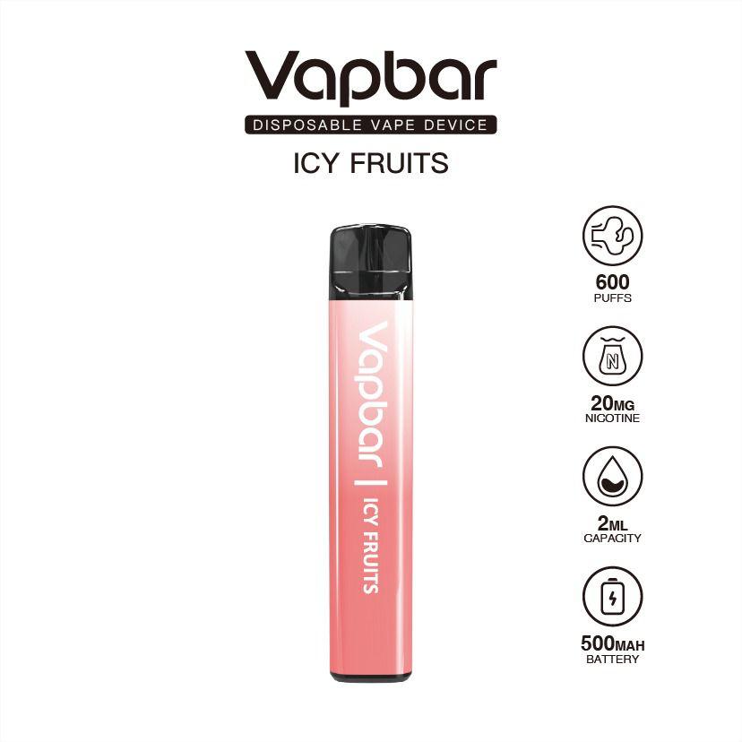 VapBAR 600Puffs Disposable Vape Pod Device 2% Nic Salt
