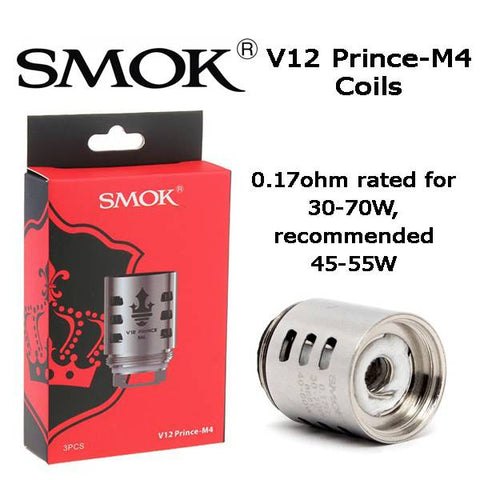 SMOK TFV12 Prince M4 Coil 0.17ohm Pack of 3x Replacement Vape Coil -100% Genuine