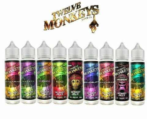 Twelve Monkeys 60ml E-Liquid 0mg Short Fill + Free Nic Shot - 70/30 VG/PG