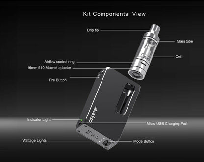 Aspire K1 Stealth Vape E-Cigarette Starter Kit - 1000mAh Battery + Aspire K1 Plus Tank