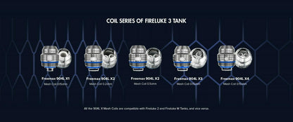 Genuine FreeMax Fireluke 3 Tank 904L X Mesh X1, X2, X3 & X4 Coils -TPD Compliant